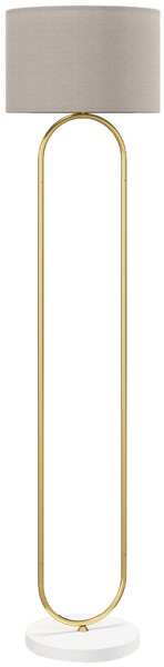 HOMCOM Lampada da Terra Moderna con Paralume in Tessuto, Doppio Tubo Metallico e Interruttore a Pedale, Oro | Aosom Italy