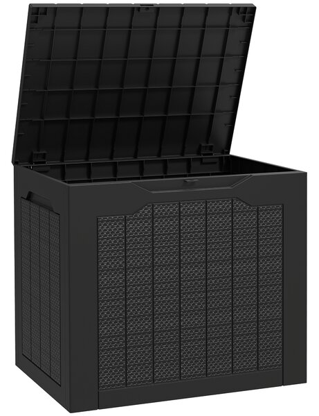 Outsunny Baule da Giardino con Maniglie, Contenitore Porta Attrezzi Impermeabile, 56x41x50 cm, Nero