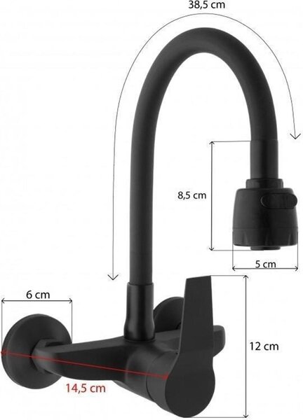 Miscelatore per lavello DuraHome, EMAS 50493, a parete, nero