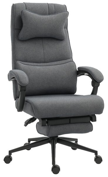 Vinsetto Sedia da Ufficio Ergonomica ad Altezza Regolabile, Poltrona con Braccioli e Poggiapiedi, 66x70x115-123cm, Grigia | Aosom Italy