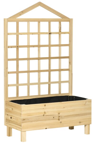 Outsunny Fioriera da Esterno in Legno di Abete con Grigliato e Fori di Drenaggio, 90x43x150 cm|Aosom