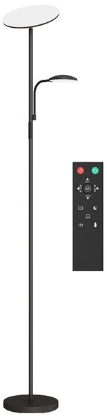 HOMCOM Lampada da Terra con 2 Punti Luce Regolabile a 4 Livelli, Temperatura 2700K-6500K e Telecomando, Nero | Aosom Italy