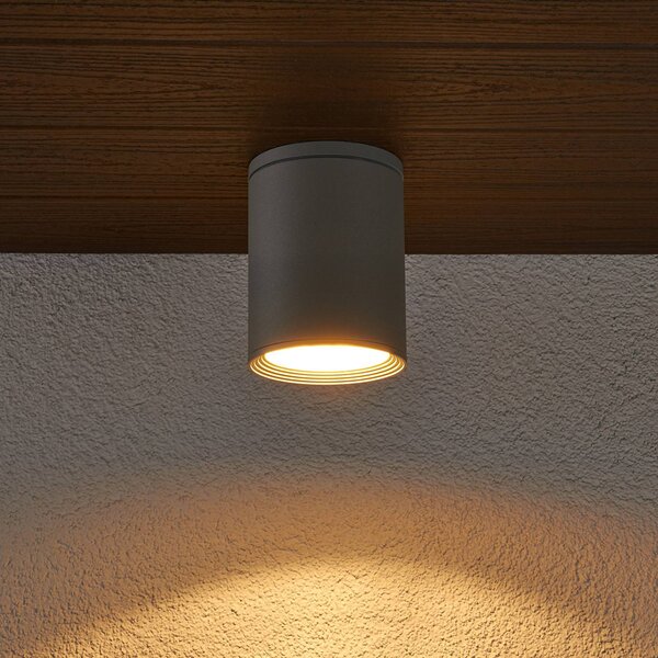 Faretto soffitto Minna, cilindrico, grigio argento Minna Lucande, Alluminio / Grigio / Zincato, Alluminio, Moderno, Plafoniera