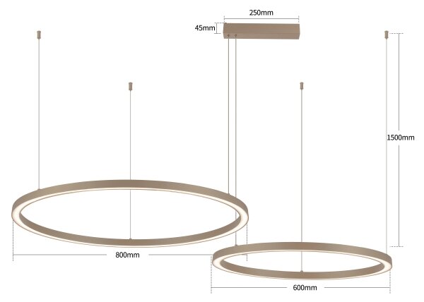 Brilagi - Lampadario a sospensione dimmerabile su cavo PORTOFINO LED/98W/230V beige + telecomando