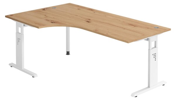 Bümö Scrivania Serie-O - Decorazione: rovere nodoso, dimensioni: scrivania angolare 200 x 120 cm, struttura: bianco