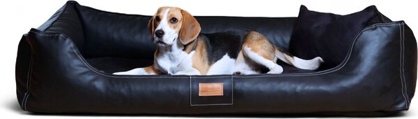 Tierlando® Letto ortopedico per cani Maddox divano in Pelle finta per cani di taglia media e grande XL XXL - Dimensioni: 150x100cm | Colore: 03 Nero