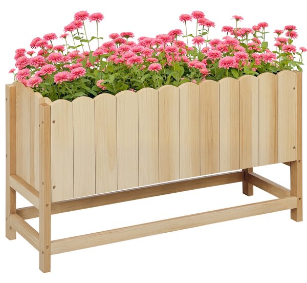 Outsunny Fioriera da Esterno Verticale in Legno con Foro di Drenaggio e Rivestimento Interno, 86x30x50 cm|Aosom