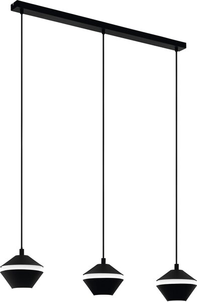 EGLO Perpigo, lampada a sospensione, lampada a sospensione in acciaio nero, lampada da tavolo per sala da pranzo, lampada a sospensione per soggiorno con attacco GU10, L 92,5 cm