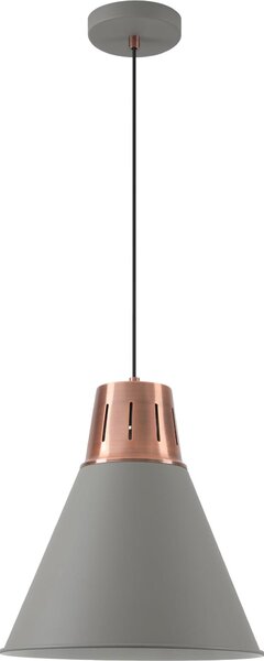 GTV - Lampada a sospensione GIANNI Lampada a sospensione Lampada da soffitto E27 grigio/oro metallo Paralume 32 cm regolabile in altezza Sala da pranzo Soggiorno Cucina Moderno Scandinavo