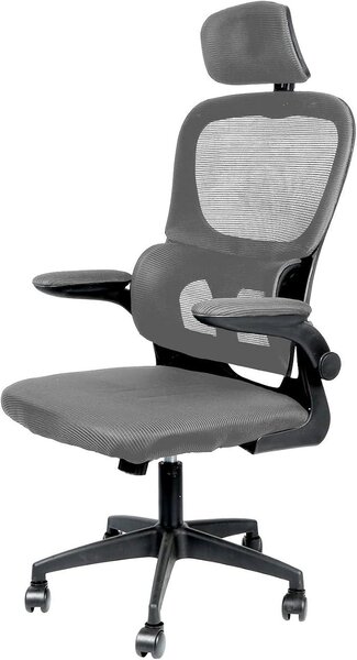 Sedia da ufficio ergonomica, sedia da scrivania con poggiatesta regolabile, braccioli, supporto lombare, sedia girevole con altezza regolabile, sedia da computer, portata massima 150 kg (grigio)