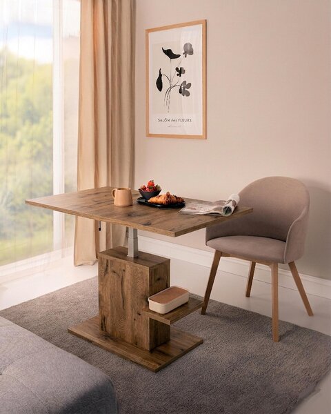 Tavolino da caffè design WM-4, con regolazione continua dell'altezza. Tavolo da pranzo, con ripiano