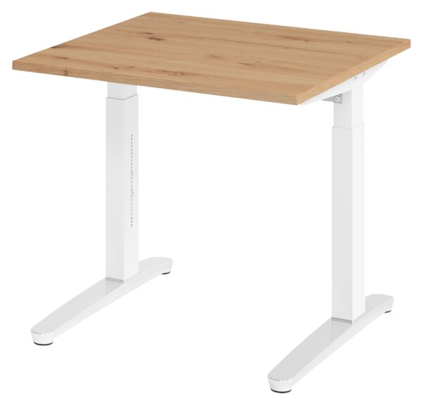 Scrivania bümö serie XB - Decorazione: rovere nodoso, dimensioni: 80 x 80 cm, struttura: bianco/alluminio lucido