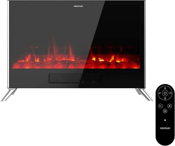 Camino elettrico ReadyWarm 7500 3in1 Total Flames. 2000 W, 2 livelli di potenza: 1000/2000 W, riscaldamento a Vetroceramica con convezione, termostato, telecomando, timer, effetto fiamme realistico, adatto per ambienti fino a 20 m²