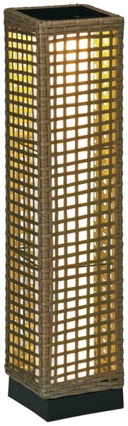 Outsunny Lampada Solare da Giardino con Pannello di Ricarica, in Acciaio e Rattan, 15.5x15.5x69 cm, Nero e Marrone|Aosom