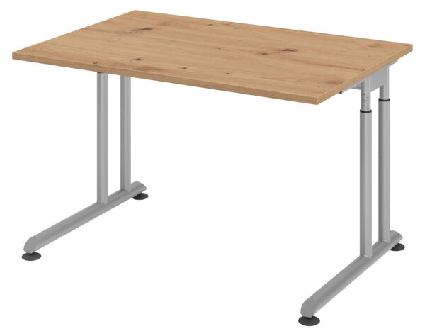 Bümö Scrivania Serie-Z - Struttura: argento, decorazione: rovere nodoso, dimensioni: 120 x 80 cm