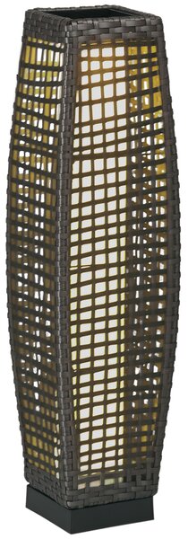 Outsunny Lampada Solare da Giardino con Pannello di Ricarica, in Acciaio e Rattan, 21x21x78 cm, Nero e Grigio|Aosom