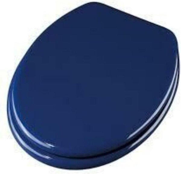 Schläfer 4638120 | Tavoletta WC Copriwater Universale per Bagno, Sedile Water Bagno in Legno Blu, Cerniere Regolabili in Ottone Cromato, Copritazza per Wc Forma Ovale