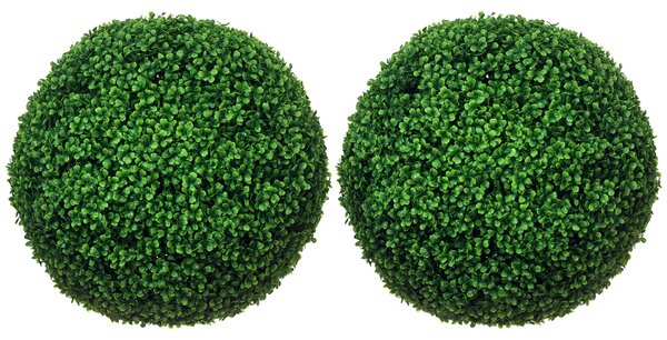 HOMCOM Set di 2 Piante Finte Sfera di Bosso Ø50cm, Decorazione per Interno ed Esterno, Verde|Aosom