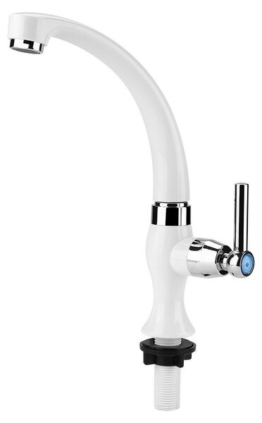 Rubinetto da cucina per acqua fredda - Materiale: plastica ABS - Manopola destra - Facile da installare - Adatto per cucina e bagno - Finitura: bianco/cromato - Rubinetto