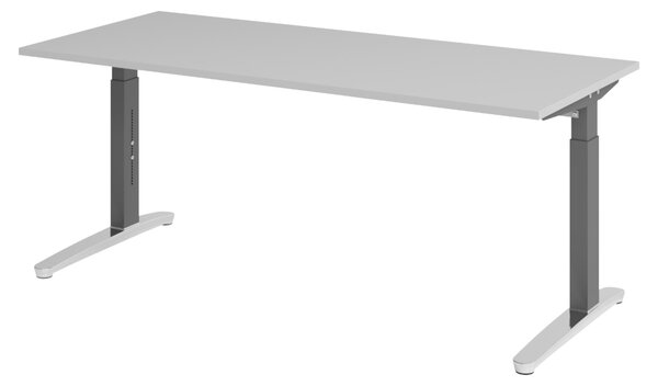 Scrivania bümö Serie XB - Decorazione: grigio, dimensioni: 180 x 80 cm, struttura: grafite/alluminio lucido