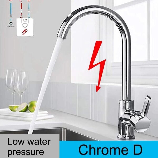 Miscelatore monocomando per lavello da cucina - Bocca girevole a 360° con doppio getto - Doccetta estraibile - Adatto per bassa pressione dell'acqua - Acciaio inossidabile - Cromato - DY D