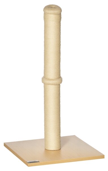 PawHut Tiragraffi per Gatti con Palo in Sisal Alto 60 cm e Base in Truciolato, Beige