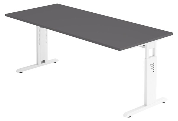 Bümö Scrivania Serie-O - Decorazione: grafite, dimensioni: 180 x 80 cm, struttura: bianco