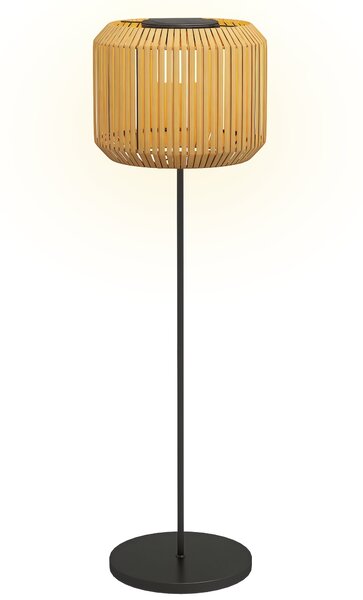 Outsunny Lampada Solare da Giardino con Illuminazione LED, in Acciaio e Rattan PE, Ø34x130 cm, Giallo