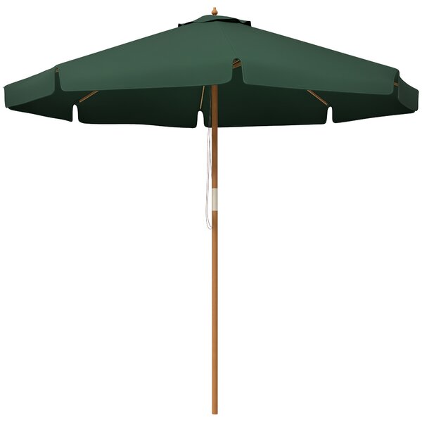 Outsunny Ombrellone da Giardino con Doppio Tettuccio, in Bambù e Poliestere, Ø325x250 cm, Verde