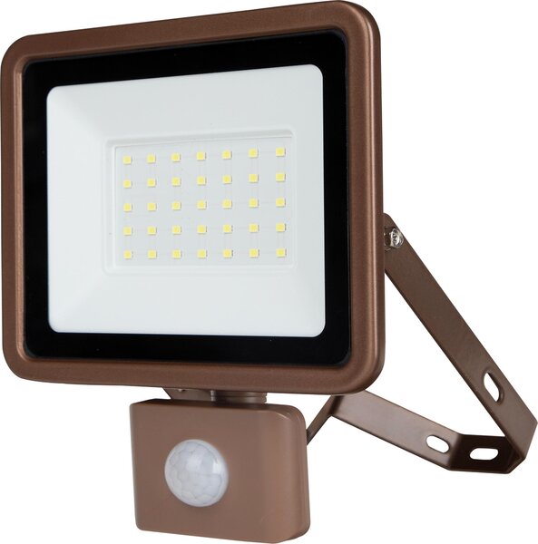 REV Proiettore LED Eco+, con sensore, 30W, 6500K, 2550lm, bianco freddo, IP44, bronzo