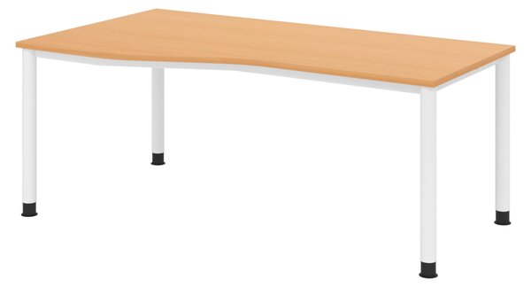 Scrivania bümö Serie H - Finitura: faggio, Dimensioni: 180 x 100 cm, Struttura: bianco