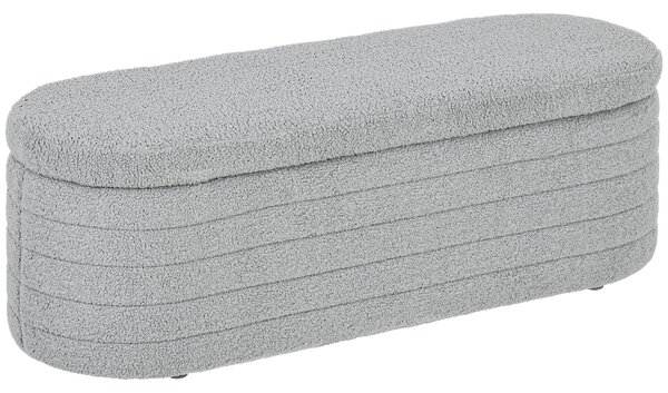 Panca Contenitore Fondo Letto 116x41x40,5 cm in Tessuto Teddy Grigio Chiaro