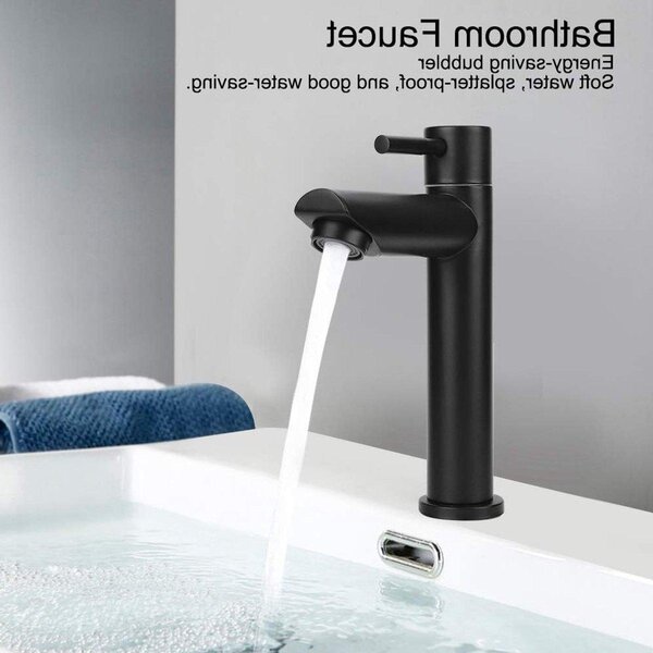 Dailygoods - Miscelatore monocomando per lavabo, solo acqua fredda - Rubinetto in acciaio inossidabile - Miscelatore per lavabo nero - Design lussuoso - Filetto G1/2