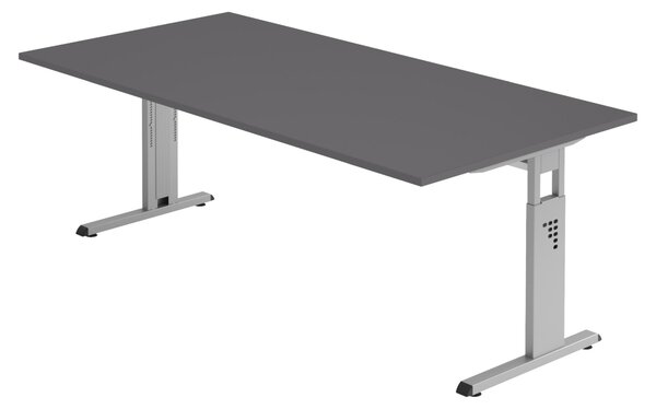 Bümö Scrivania Serie-O - Struttura: argento, decorazione: grafite, dimensioni: 200 x 100 cm