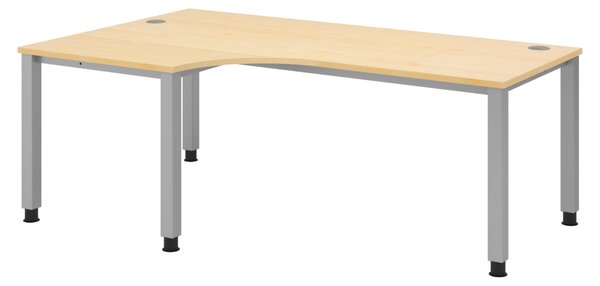 Scrivania bümö Serie Q - Finitura: acero, struttura: argento, dimensioni: scrivania angolare 200 x 120 cm