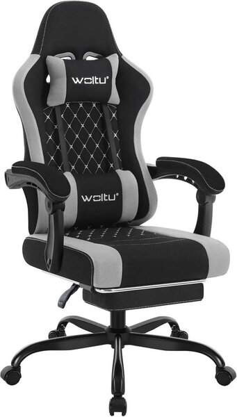 Sedia da gaming WOLTU con funzione massaggio, cuscino a molle insacchettate, ergonomica, rivestimento in rete: Nero+Grigio Colore: Nero+Grigio
