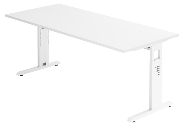 Bümö Scrivania Serie-O - Decorazione: bianco, dimensioni: 180 x 80 cm, struttura: bianco