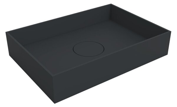 Lavabo da appoggio TWA112 - fusione minerale, opaco - colore e larghezza selezionabili, colore:nero opaco, larghezza lavabo:80 cm