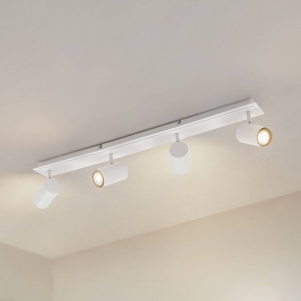 Faretto da soffitto Lindby Joffrey, 80 cm, bianco, a 4 luci, GU10 Joffrey Lindby, dimmerabile, Bianco / Opale, Soggiorno / Sala da pranzo, Metallo, Moderno, Faretto