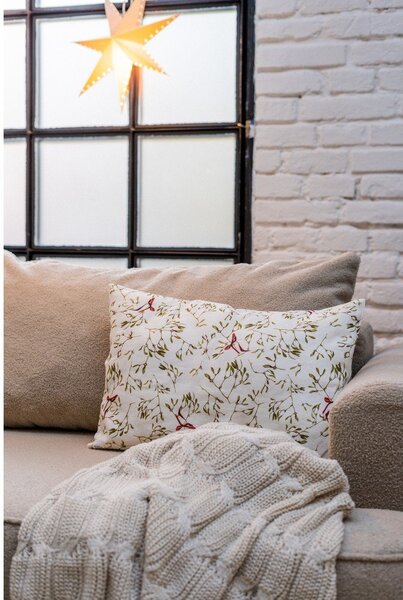 Federa con motivo natalizio 40x40 cm Mistletoe - Linen Tales