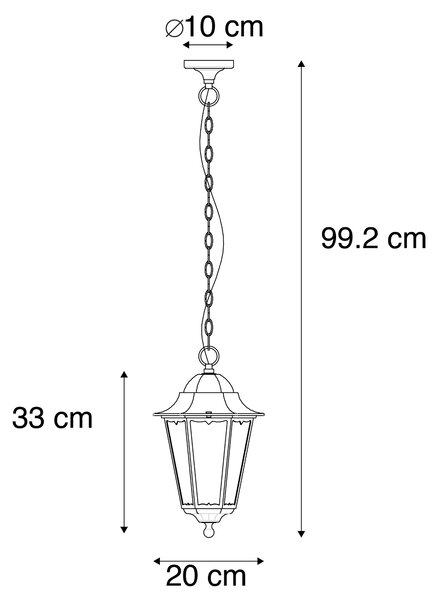 Lampada a sospensione classica da esterno nera IP44 - Havana