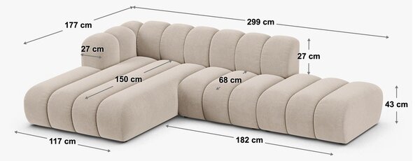 Divano angolare beige ad angolo destro Lupine - Micadoni Home