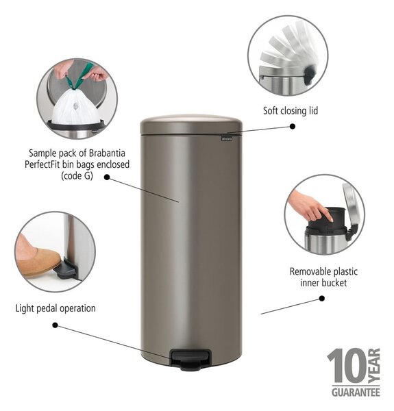 Bidone grigio in acciaio 30 l NewIcon - Brabantia
