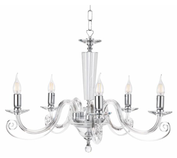 CHERUBINI 5 LUCI LAMPADARIO CLASSICO ED ELEGANTE IN CRISTALLO E VETRO 3 FINITURE DI ONDALUCE