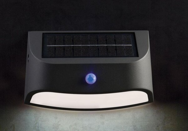 SUNNY APPLIQUE AD ENERGIA SOLARE IP44 SENSORE DI MOVIMENTO E CREPUSCOLARE LED 1,5W ANTRACITE
