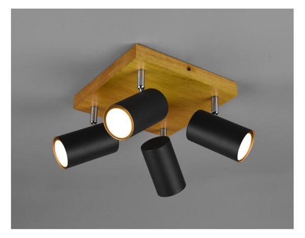 MARLEY FARETTO DA SOFFITTO CON 4 SPOT ORIENTABILI IN LEGNO E METALLO 3 COLORI ATTACCO 4xGU10