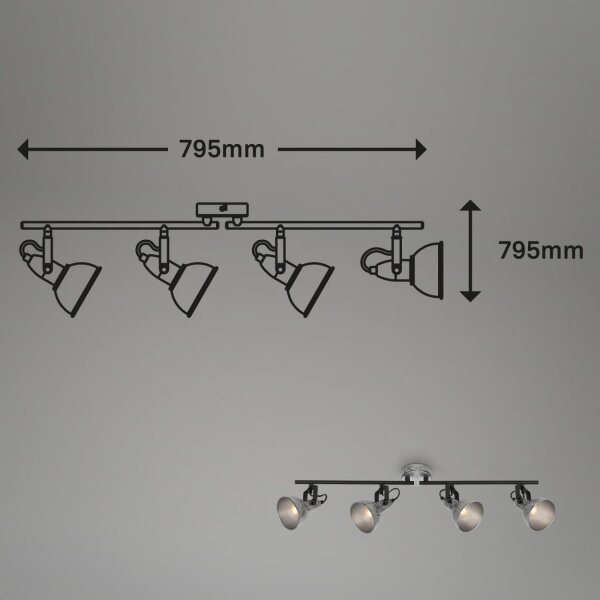 Briloner 2049-044 - Faretto RETRO 4xE14/40W/230V grigio