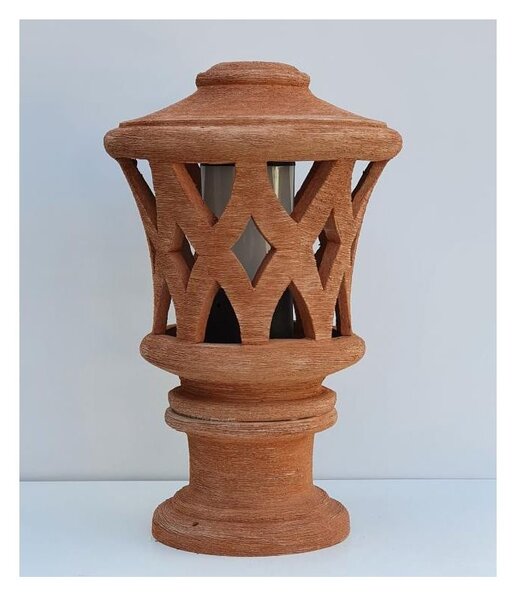 1018P PALETTO DA ESTERNI IN TERRACOTTA INTAGLIATO A MANO MADE IN ITALY ALTEZZA CM 50 IP55 ATTACCO E2