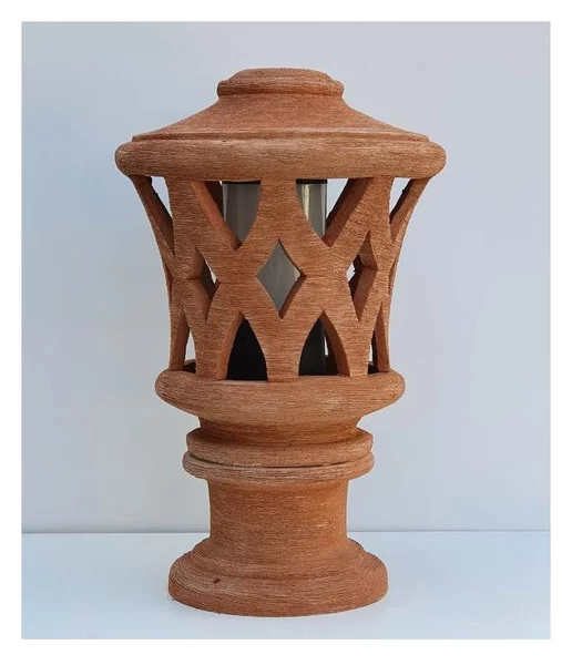 1018P PALETTO DA ESTERNI IN TERRACOTTA INTAGLIATO A MANO MADE IN ITALY ALTEZZA CM 50 IP55 ATTACCO E2