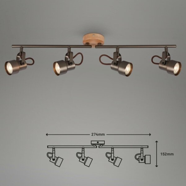 Briloner 2872-045 - Faretto LED TAHUN 4xGU10/5W/230V 3000K marrone